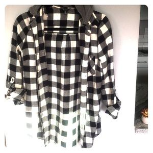 Flannel with sweatshirt hood
